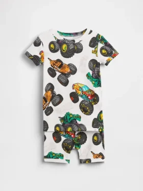 Pyjamas-set för barn och spädbarn i ekologisk borstad bomull med Hot Wheels-motiv