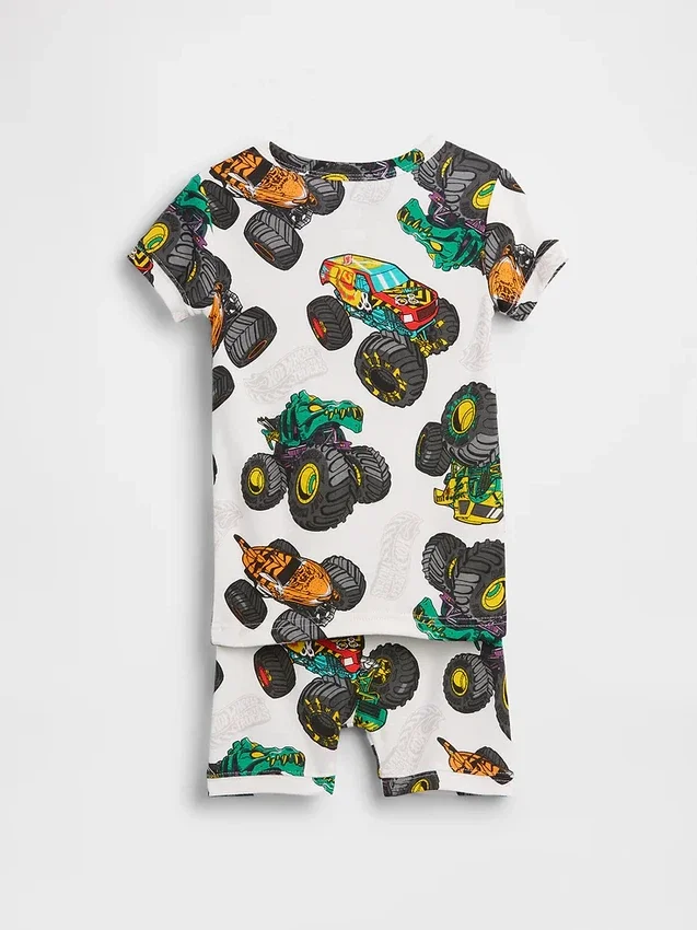 Pyjamas-set för barn och spädbarn i ekologisk borstad bomull med Hot Wheels-motiv