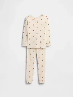Pyjamas-set för barn och spädbarn i ekologisk borstad bomull med Pumpkin Bear-motiv