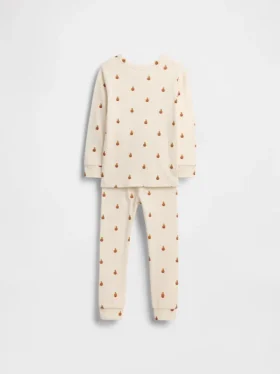 Pyjamas-set för barn och spädbarn i ekologisk borstad bomull med Pumpkin Bear-motiv