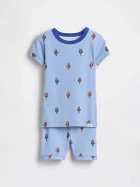 Pyjamas-set i ekologisk borstad bomull för Baby & Småbarn med fotbolls-björnmotiv