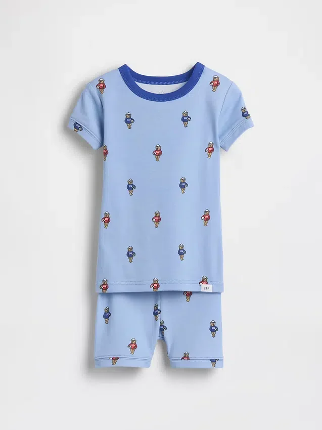 Pyjamas-set i ekologisk borstad bomull för Baby & Småbarn med fotbolls-björnmotiv