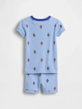Pyjamas-set i ekologisk borstad bomull för Baby & Småbarn med fotbolls-björnmotiv