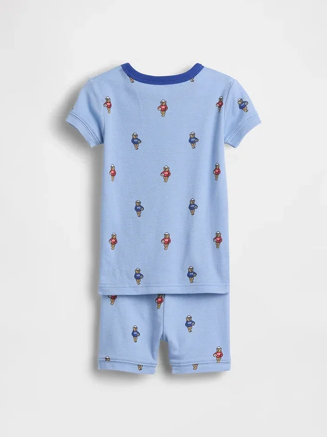 Pyjamas-set i ekologisk borstad bomull för Baby & Småbarn med fotbolls-björnmotiv