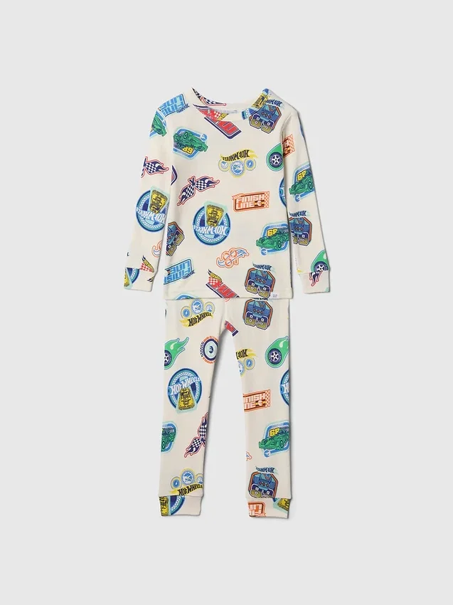 Pyjamas-set i ekologisk borstad bomull för Baby & Småbarn med Hot Wheels-motiv