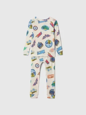 Pyjamas-set i ekologisk borstad bomull för Baby & Småbarn med Hot Wheels-motiv