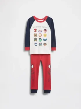 Pyjamas-set i ekologisk borstad bomull för Baby & Småbarn med Marvel-motiv