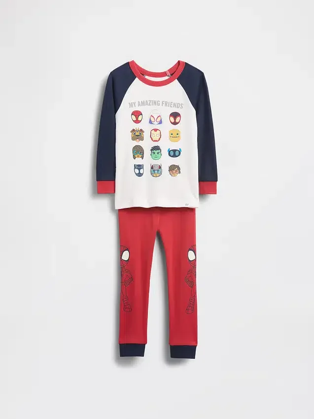 Pyjamas-set i ekologisk borstad bomull för Baby & Småbarn med Marvel-motiv