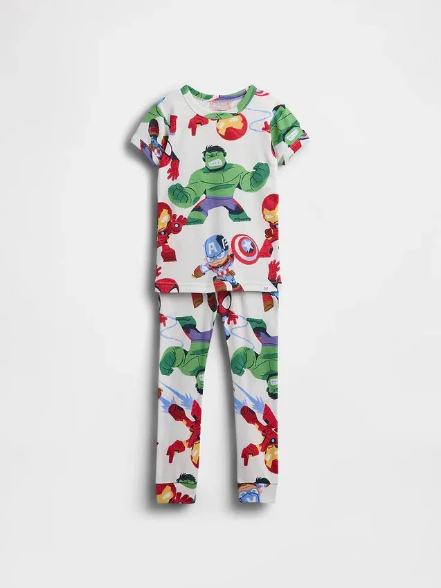 Pyjamas-set i ekologisk borstad bomull för Baby & Småbarn med Marvel-motiv