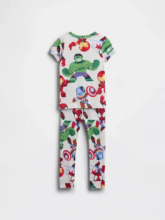 Pyjamas-set i ekologisk borstad bomull för Baby & Småbarn med Marvel-motiv