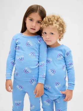 Pyjamas-set i ekologisk borstad bomull för barn och spädbarn