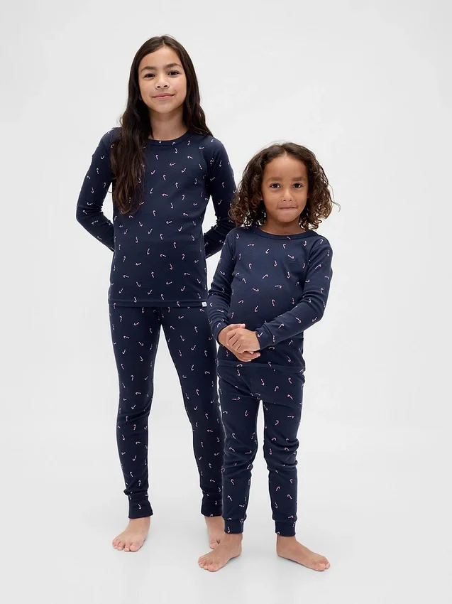 Pyjamas-set i ekologisk borstad bomull för barn och spädbarn