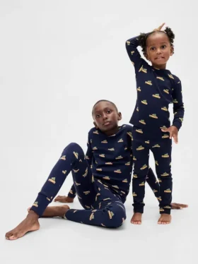 Pyjamas-set i ekologisk borstad bomull för barn och spädbarn