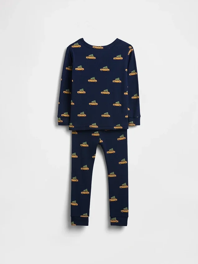 Pyjamas-set i ekologisk borstad bomull för barn och spädbarn