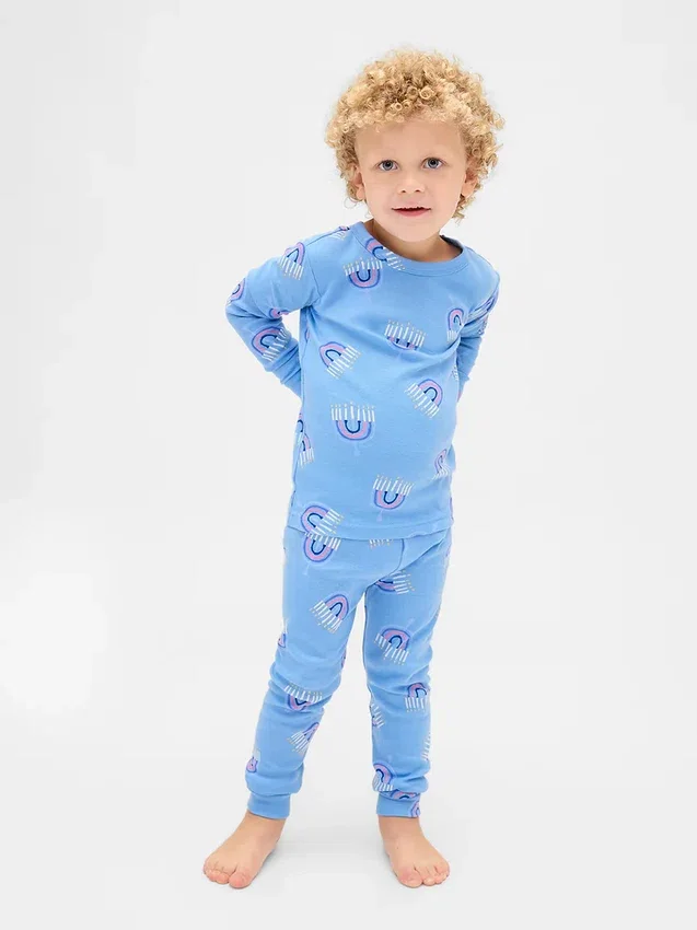 Pyjamas-set i ekologisk borstad bomull för barn och spädbarn