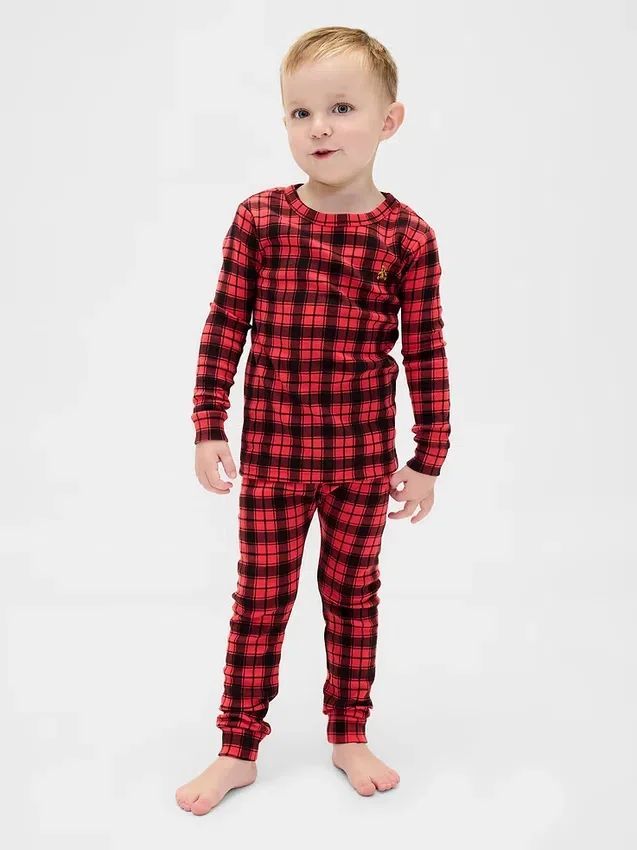 Pyjamas-set i ekologisk borstad bomull för barn och spädbarn