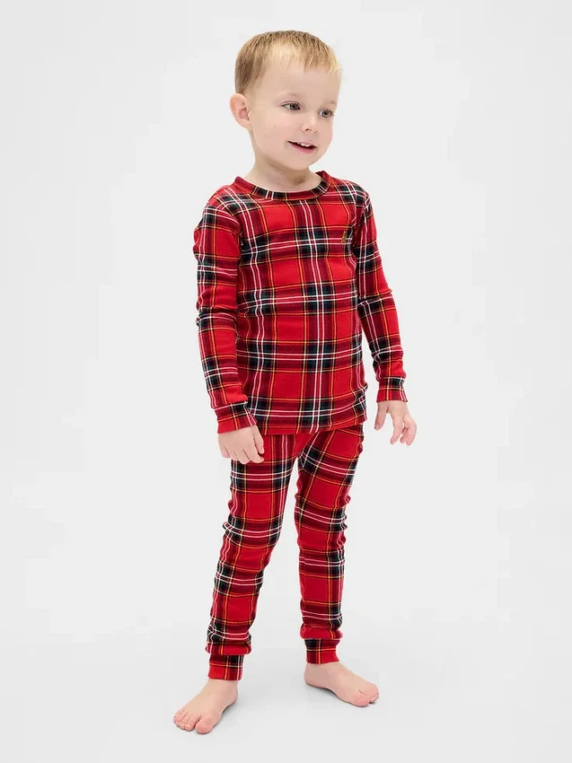 Pyjamas-set i ekologisk borstad bomull för barn och spädbarn