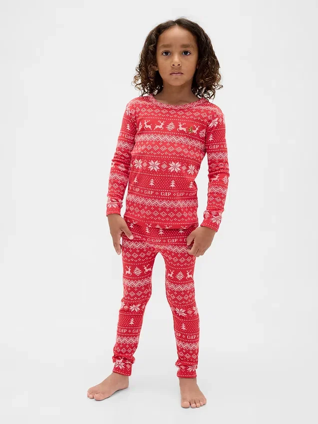 Pyjamas-set i ekologisk borstad bomull för barn och spädbarn