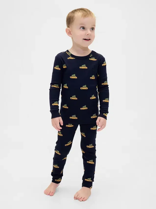 Pyjamas-set i ekologisk borstad bomull för barn och spädbarn