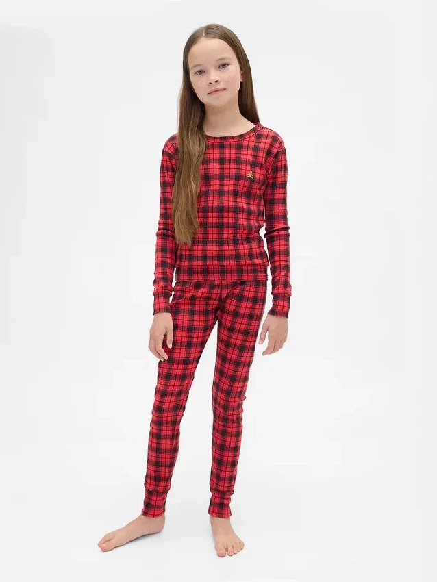 Pyjamas-set i ekologisk borstad bomull för barn och spädbarn