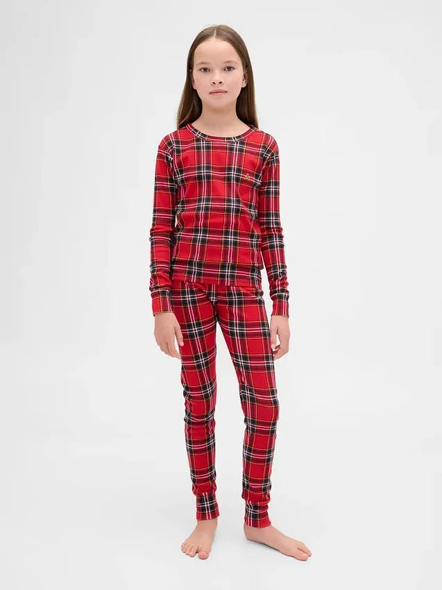Pyjamas-set i ekologisk borstad bomull för barn och spädbarn