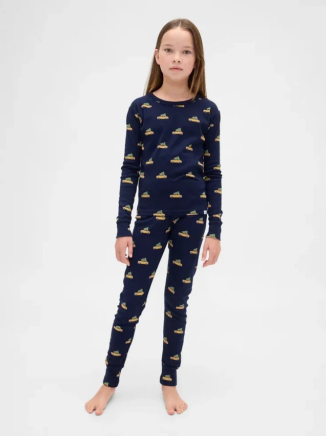 Pyjamas-set i ekologisk borstad bomull för barn och spädbarn