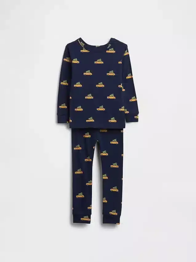 Pyjamas-set i ekologisk borstad bomull för barn och spädbarn