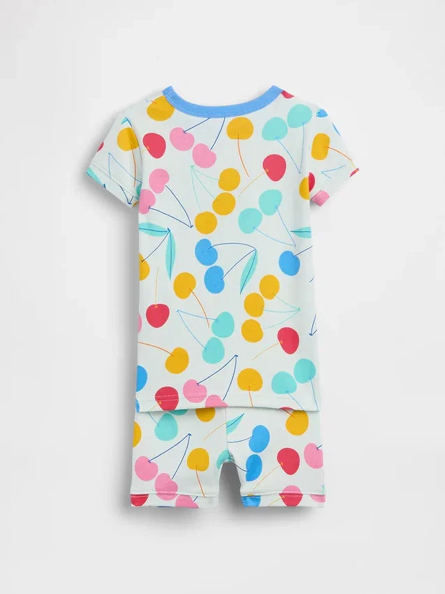 Pyjamas-set i ekologisk borstad bomull med körsbärsmönster för Baby & Småbarn