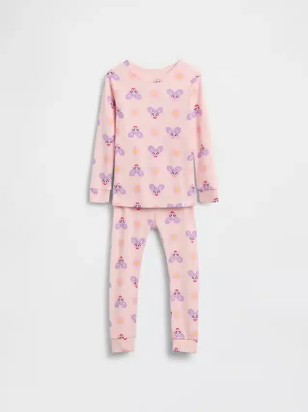 Pyjamas-set i ekologisk borstad bomull med Sesamstaden-motiv för Baby & Småbarn
