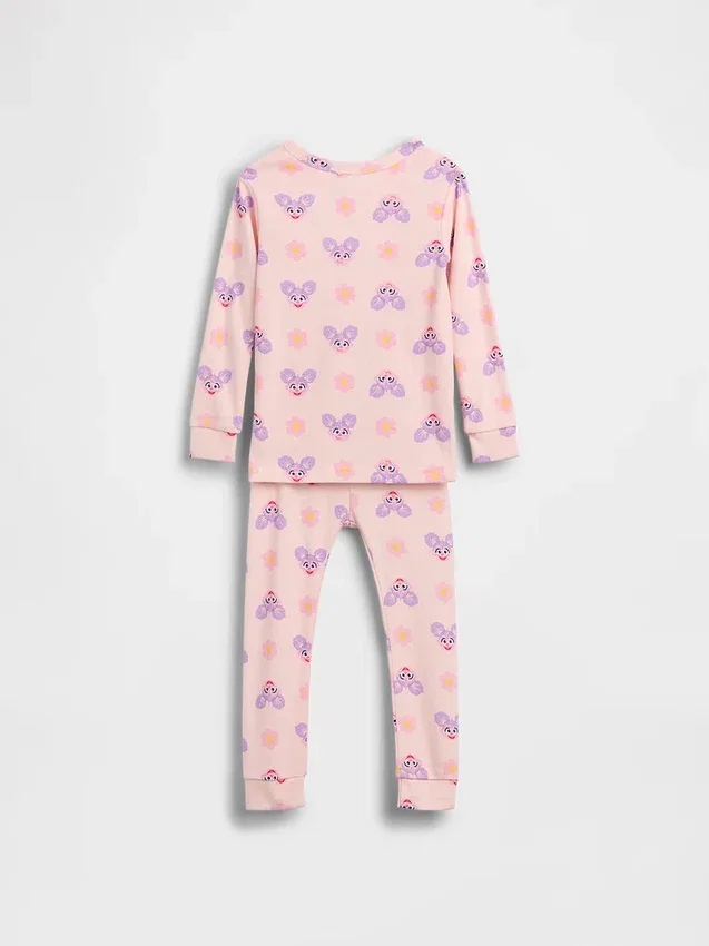Pyjamas-set i ekologisk borstad bomull med Sesamstaden-motiv för Baby & Småbarn
