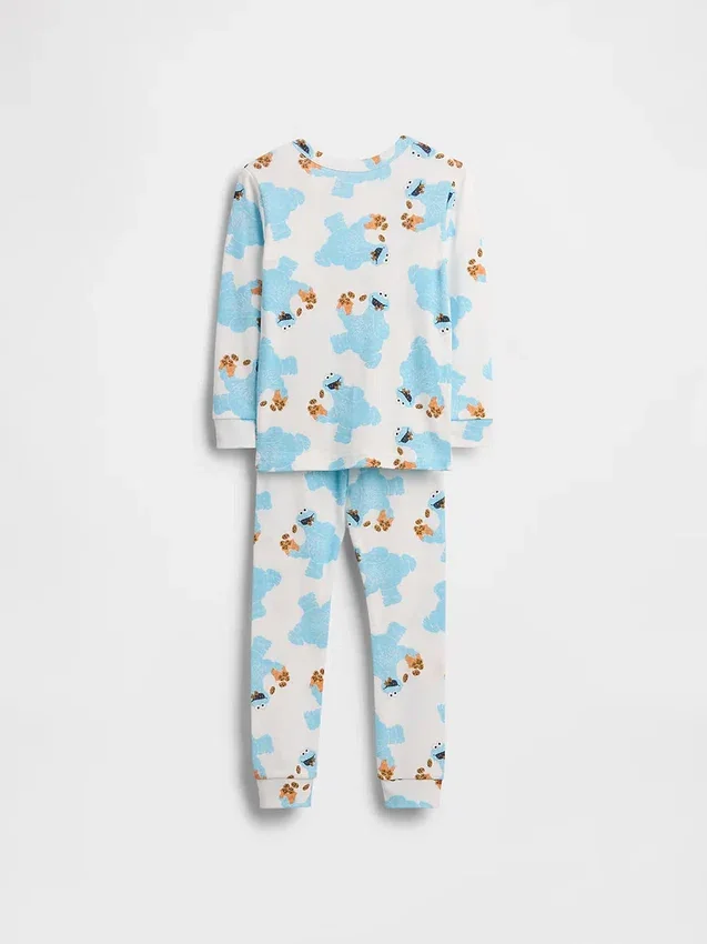 Pyjamas-set i ekologisk borstad bomull med Sesamstaden-motiv för Baby & Småbarn