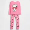 Pyjamas-set i ekologisk borstad bomull med Snoopy-motiv för Baby & Småbarn