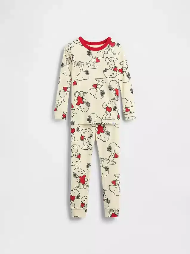 Pyjamas-set i ekologisk borstad bomull med Snoopy-motiv för Baby & Småbarn