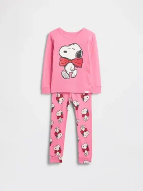Pyjamas-set i ekologisk borstad bomull med Snoopy-motiv för Baby & Småbarn