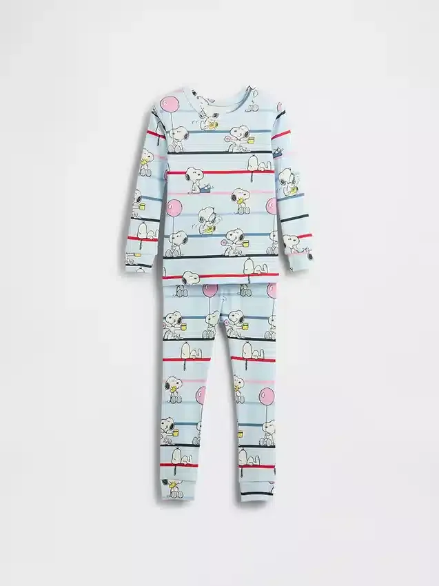 Pyjamas-set i ekologisk borstad bomull med Snoopy-motiv för Baby & Småbarn