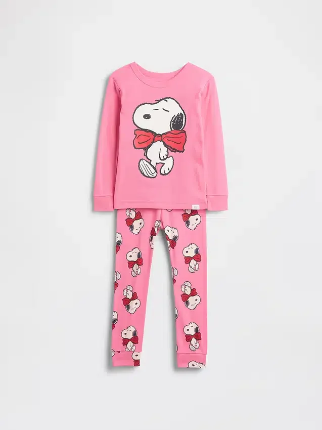Pyjamas-set i ekologisk borstad bomull med Snoopy-motiv för Baby & Småbarn