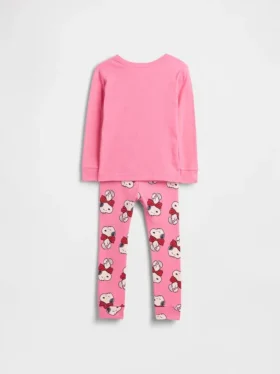 Pyjamas-set i ekologisk borstad bomull med Snoopy-motiv för Baby & Småbarn