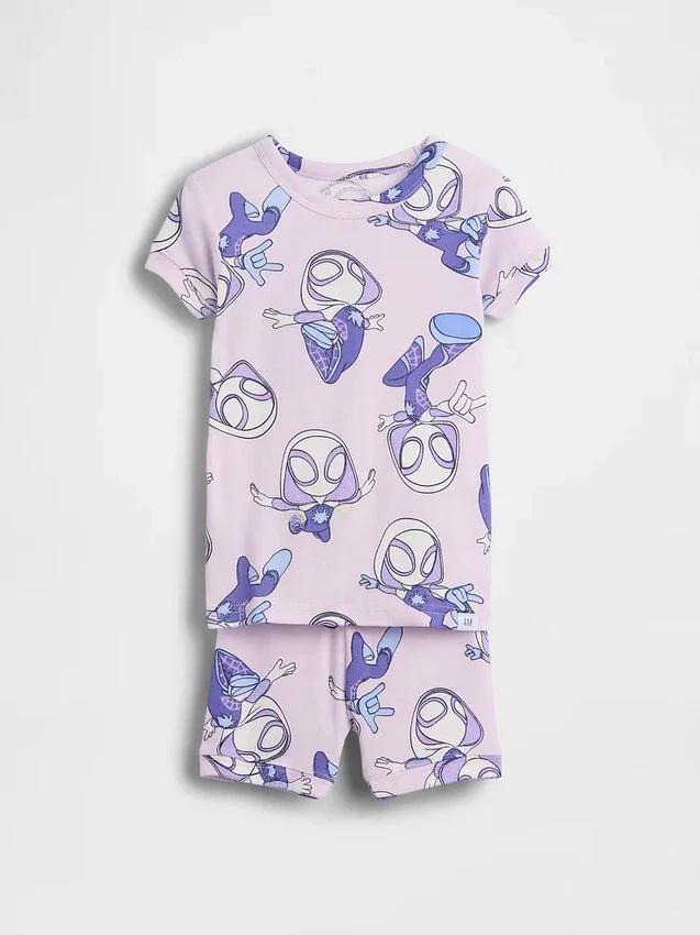 Pyjamas-set med korta Shorts i ekologisk borstad bomull från Marvel för Baby & Småbarn