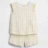 Pyjamas-set med korta shorts och volanger i återvunnet tyg med fruktmotiv för Baby & Småbarn