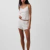Pyjamas-Shorts i pointelle med vågig fåll
