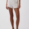 Pyjamas-Shorts i pointelle med vågig fåll