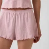 Pyjamas-Shorts i pointelle med vågig fåll