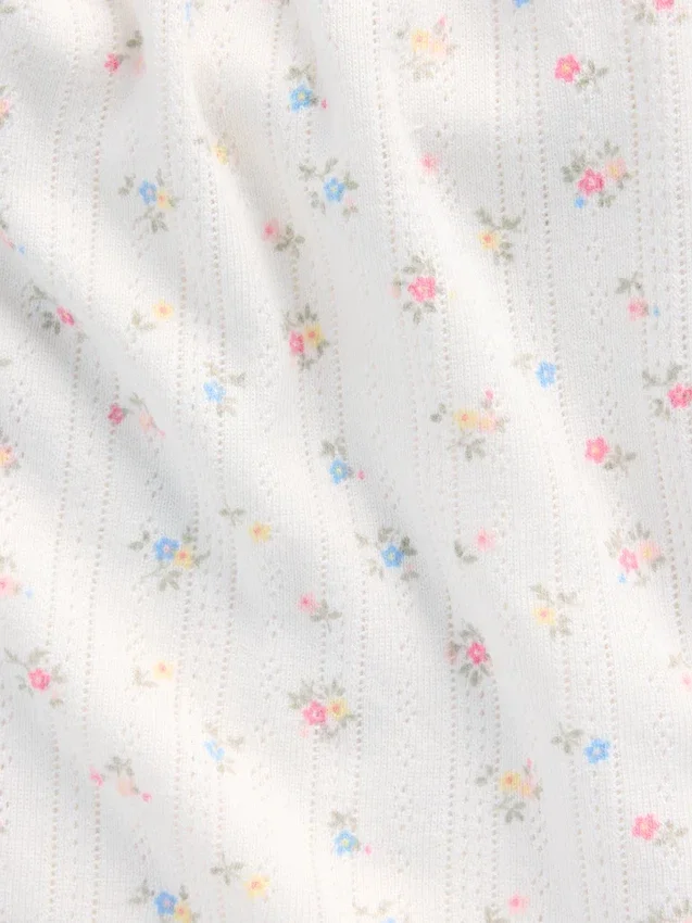 Pyjamas-Shorts i pointelle med vågig fåll