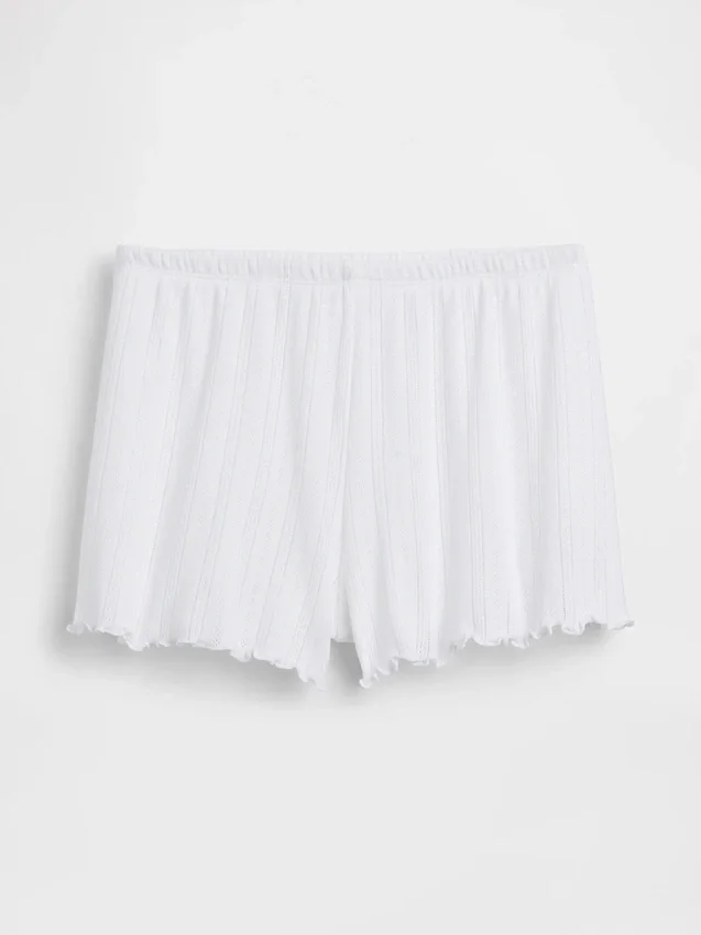 Pyjamas-Shorts i pointelle med vågig fåll