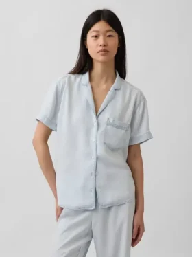 Pyjamas skjorta i poplin