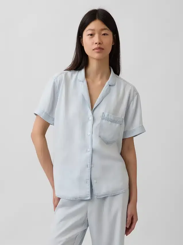 Pyjamas skjorta i poplin