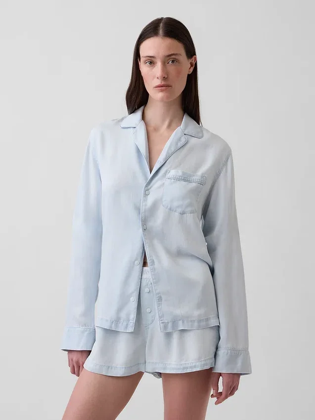 Pyjamas skjorta i poplin