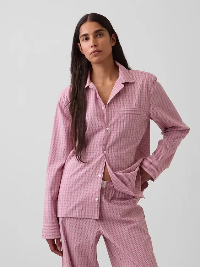 Pyjamas skjorta i poplin