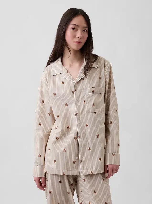 Pyjamas skjorta i poplin
