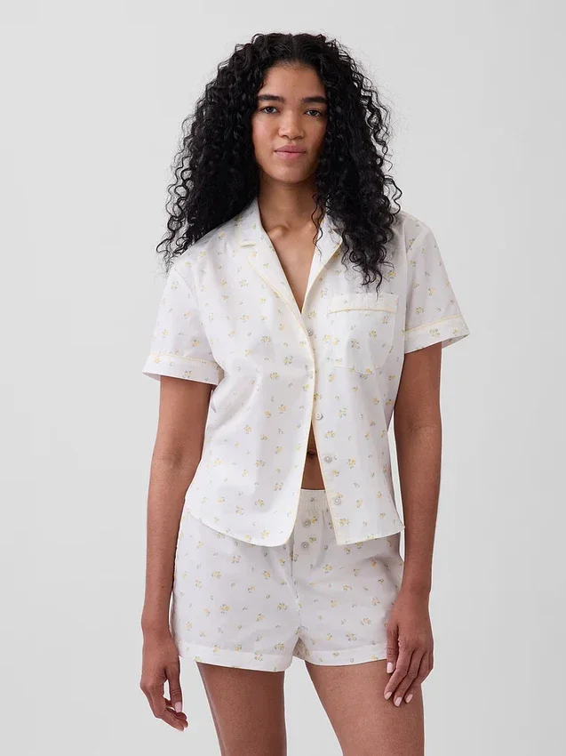 Pyjamas skjorta i poplin